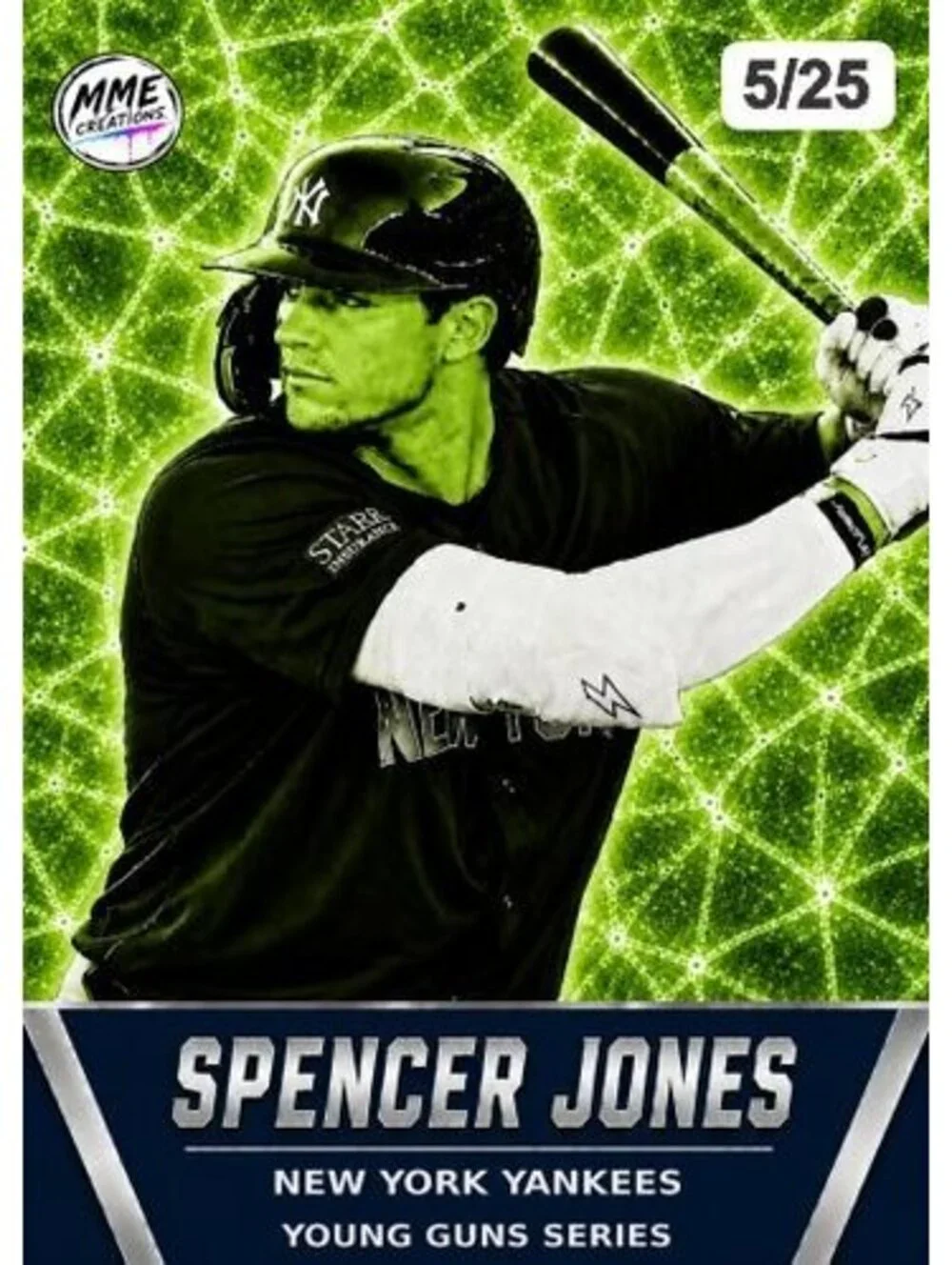 4255 Spencer Jones Young Guns Limited Edition Laminated Card /25| Lime Green Ice
